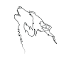 One Line Drawing Wolf Single Art
