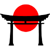 Torii devant le soleil japonais