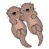 Otters hold hands