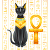 Egyptiske Hieroglyffer Anubis Bastet og Sfinx