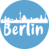 Berlin,skyline, blau,scherenschnitt, Kreis,logo