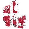 Danish Flag Map Outline