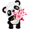 Kleiner Panda mit Blumen
