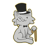 Gentleman cat with top hat and walking stick