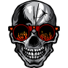 skull bezel round flame fire