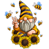 Gnome Solsikke med Bier Sjov Gnome Hippie Gave