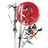 Bamboo row in the red moon