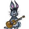 Paco het konijn speelt de klassieke gitaar heerlijk