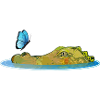 Crocodile dans l’eau avec papillon