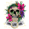 Skull skull flower rockabella