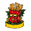 Patatine fritte divertenti fast food con occhiali da sole