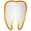 Un dente in stile dente d'oro a cornice dorata