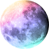 Moon in pastel rainbow