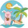 Piglet on the beach