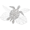 Turtle Grey Tropical Leaves