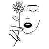 Illustration Woman with Flower - Black/White