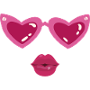 Kiss mouth and heart eyes