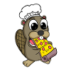 Beaver eats pizza chef gourmet