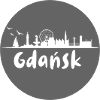 Gdansk,skyline, grey, sheared cut,circle,logo