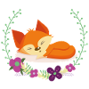 Schlafender Fuchs im Blumenkreis