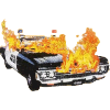 Burning car police
