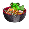 Kawaii Frog Ramen Söt Nudel Anime Otaku för Groda