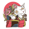 Samurai Cat - Vaporwave Cat