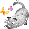 Katzenspiel mit Schmetterlingen