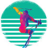 Ski Skispringer Sunset bunt