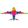 Plane in rainbow colours