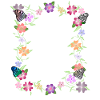 Blumenranke mit Schmetterlingen, Blumen, Insekten
