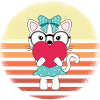 Cat with Heart Sunset Design