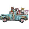 Farm Animals Turquoise Truck