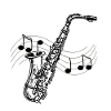 Saxofon musik tegning score sorte toner