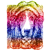 Hund-Dame mit Haube (Regenbogen)