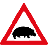 Straßenschild mit Nilpferd