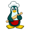 Pinguin Bäcker Nudelholz Backen