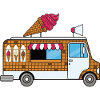 Eiswagen, Eisdiele,Eisverkäufer, Eiskrem, Waffle