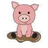 Pig piglet mud-peppers mud
