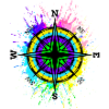 Kompass Bunt Symbol Travel Farbklecks