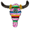 Serape Bull Skull and Turquoise