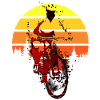 Bicycle Rider in Sunset Retro