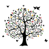 Happiness Hippie Tree Butterfly Bird