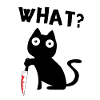 Sort morderisk kat Hvad? Meme kat med kniv