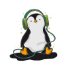 Pinguin hört Musik