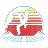 Retro design rock climbing climber