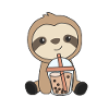 Bubble Tea Sloth with Chocolate Cute Animals