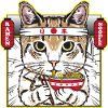 Chat manger nouilles japonaises ramen
