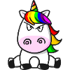 Odio le persone dolce unicorno sguardo malvagio