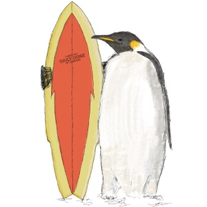 A Penguin with Surfboard